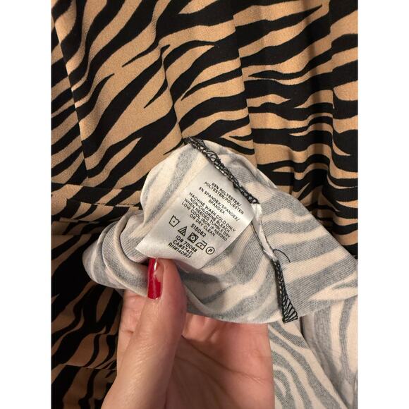 Ann Taylor Loft 14 Animal Print Long Sleeve Midi Dress Tiger Stripes Brown Black - Picture 8 of 10